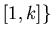 $[1,k] \}$